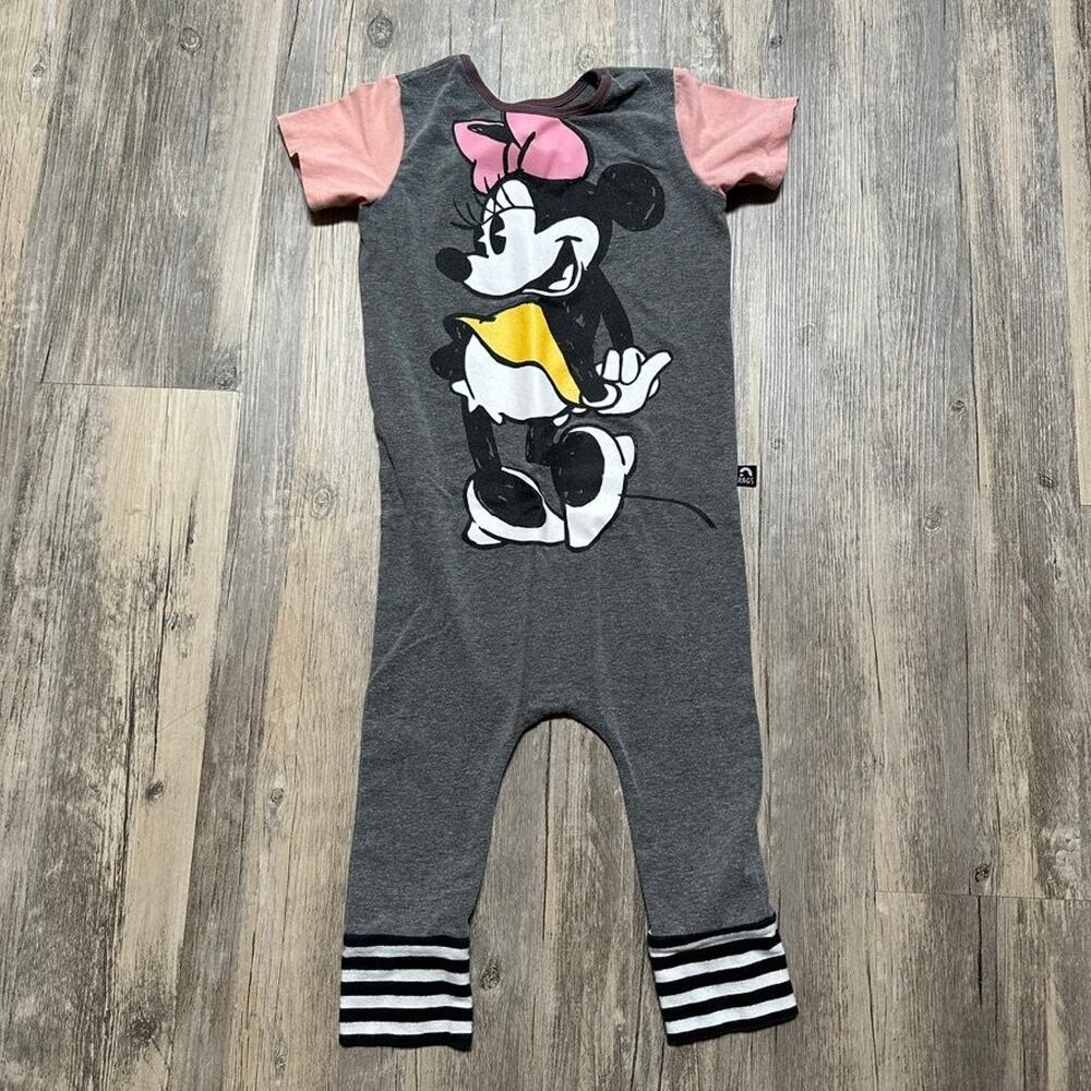RAGS Minnie Mouse One-Piece Gray Pink Striped 2T Cotton Blend Romper